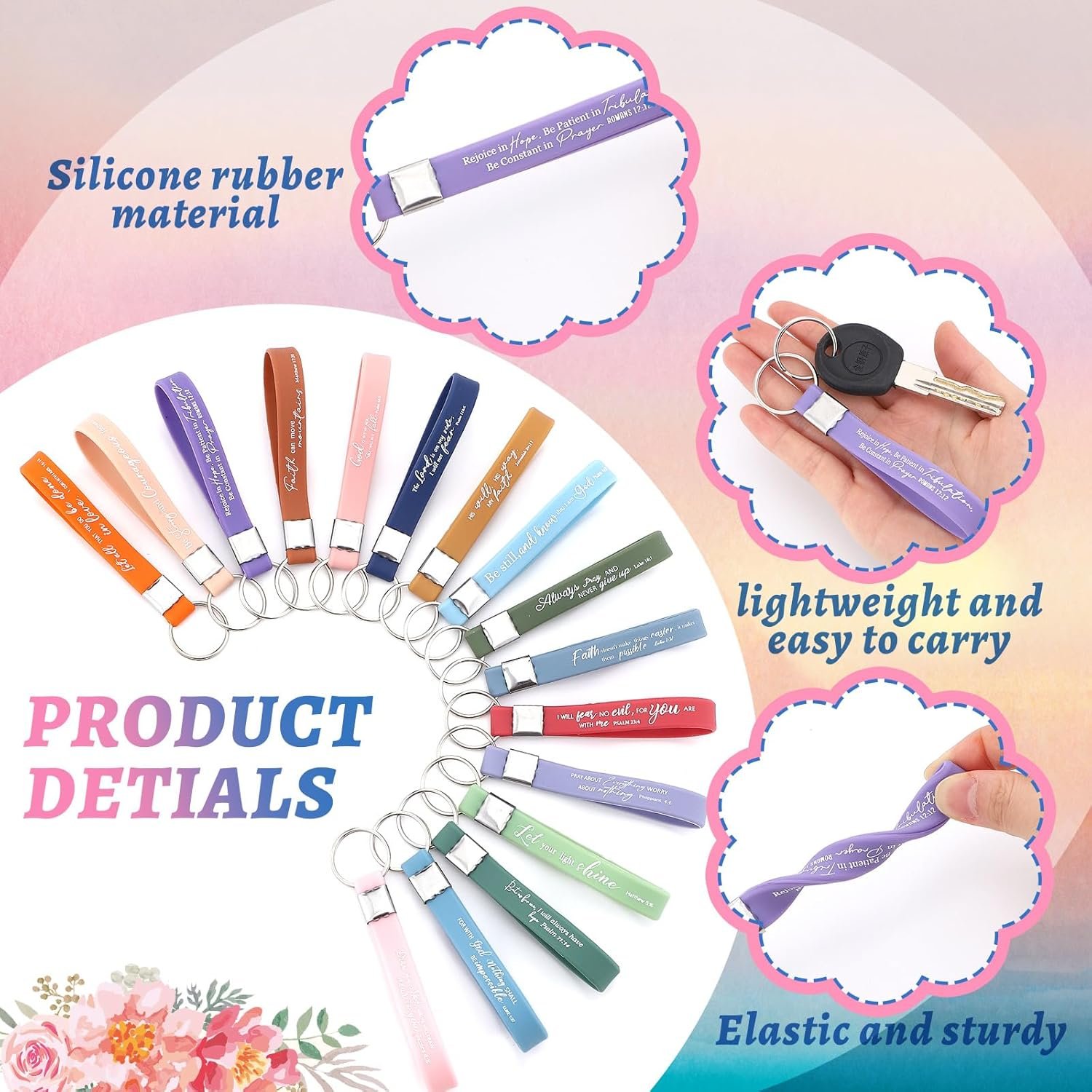 Hillban 32 Pcs Canvas Cosmetic Bag Bulk with Inspirational Quote Keychains Women Canvas Makeup Bag Graduation Gift Travel Toiletry Coin Pouch for Graduation Mother's Day Birthday Party (Landscape) - Image 6