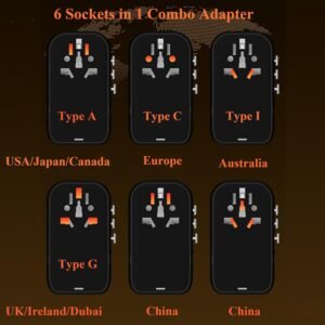 220V to 110V Voltage Converter,US to Europe Travel Converters,Universal International Travel Power Adapter with 2 Type C and 2 USB A Port,DC PD20W & QC 18W, Multi-Plug USA/UK/EU/AUS/China Converter