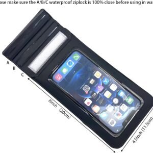 DRLOKPAK Floating Waterproof Phone Case Dry Phone Bag Pouch for iPhone 16 15 14 Pro Max Plus S24 23 22 Ultra Size Up to 7” (Black)
