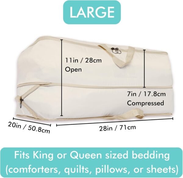 2-pack XXL Comforter Storage Bag - Space Saving Compression Bag for Pillows, Blankets, Bedding -Collapsible Extra Large Mesh Packing Cube - Queen King (2-pack Large Size 28x20x11") - Image 4