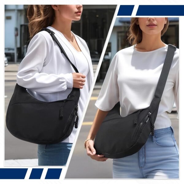 Arch Moon Crossbody Bag for Women, Nylon Curved Purse, Lightweight Dumpling Shoulder Sling Bag for Travel Casual - Image 6