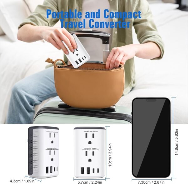 Voltage Converter Us to Europe, 220v to 110v Power Adapter, European Plug Power Converter 2500w, Transformer for Curly Hair Dryer, Travel Adapter Worldwide Step Down， - Image 7