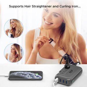 220V to 110V Converter, Key Power 230-Watt Step Down Voltage Converter & Power Converter, International Travel Power Adapter with USB C Port 18W.