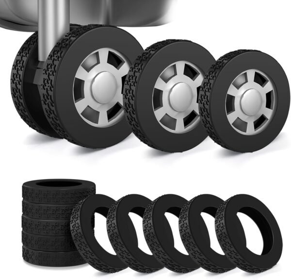 10 Pack Luggage Wheel Covers, 3 Size Protector Cover for 1.89-2.04" Suitcase Spinner Wheels, Upgraded Wear-Resistant, Silent, Shock Absorption Luggage Accessories for Carry-On Travel (Black, S)
