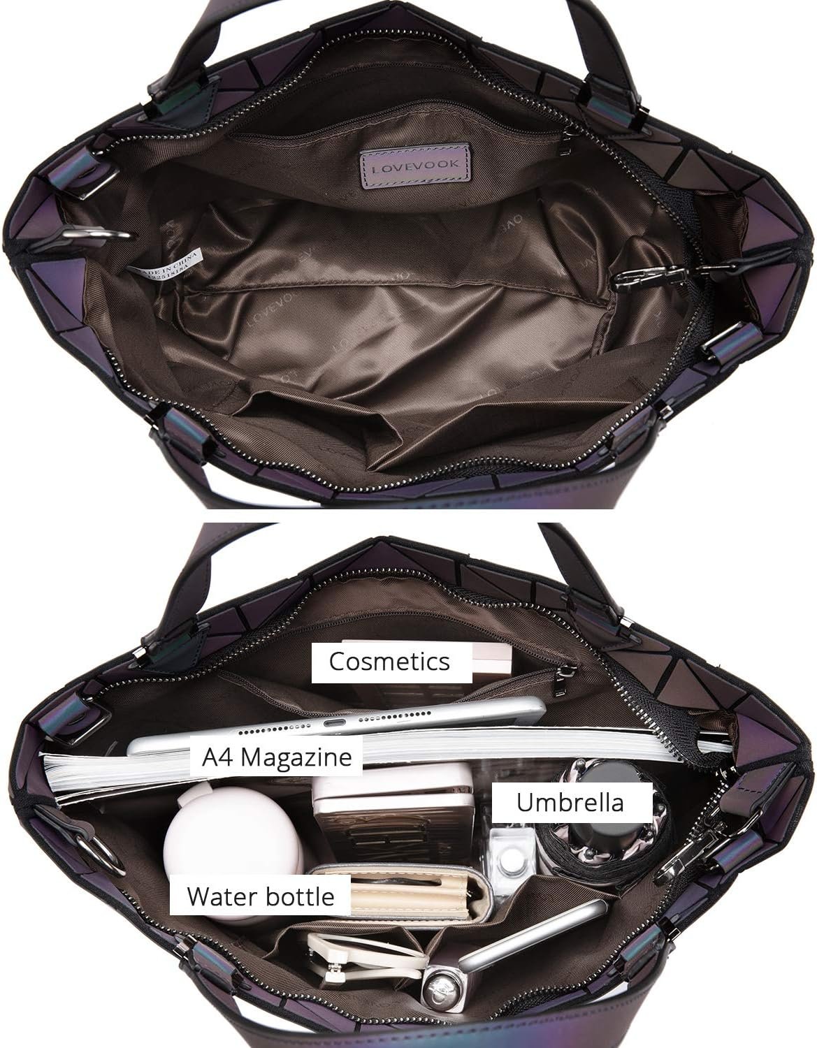 LOVEVOOK Geometric Luminous Purses and Handbags for Women Holographic Reflective Crossbody Bag Wallet - Image 4