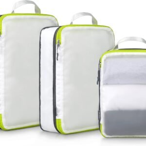 Cipway Mesh Compression Packing Cubes, Ultralight See Through Luggage Organizer Bags, Travel Essentials for Carry on Suitcase（3 Pcs,White）