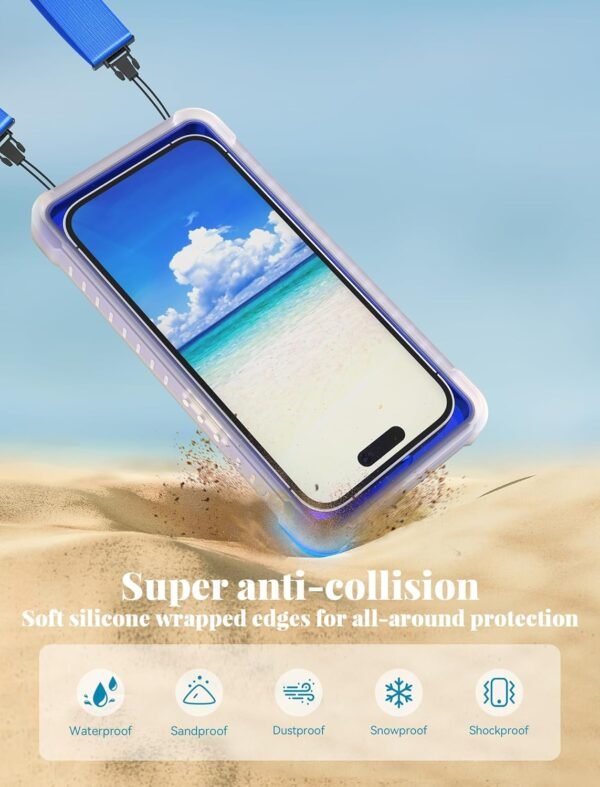 TOPGO Waterproof Phone Case with Crossbody Lanyard for Snorkeling, Diving and Filming [Underwater Screen Touchable & Water Protector] Cell Phone Dry Box Up to 7 inch for iPhone/Galaxy/Pixel- Blue - Image 6