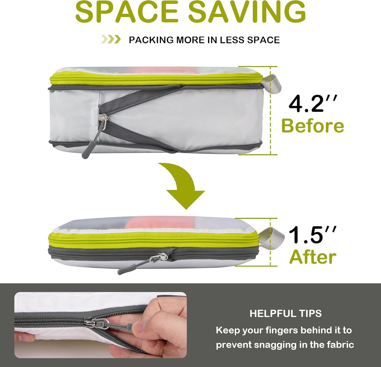 Cipway Mesh Compression Packing Cubes, Ultralight See Through Luggage Organizer Bags, Travel Essentials for Carry on Suitcase(3 Pcs,White) - Image 3