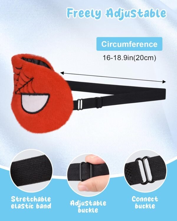 Sleep Mask for Kids - Cute Cartoon Plush Fuffy Sleeping Eye Cover Red Kawaii Soft Eyeshade with Adjustable Strap Animal Eye Blindfold for Kids Girls Boys Teens - Image 4
