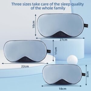 Sleep Mask, 1 Pack 100% Real Natural Pure Silk Eye Masks with Elastic Adjusting Strap, Mulberry Silk Eye Sleep Shade Cover for 3 Sizes (Medium 8.6”x4.3”)