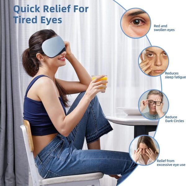 Sleep Mask, 1 Pack 100% Real Natural Pure Silk Eye Masks with Elastic Adjusting Strap, Mulberry Silk Eye Sleep Shade Cover for 3 Sizes (Blue, Small 7.1''x3.1'') - Image 4