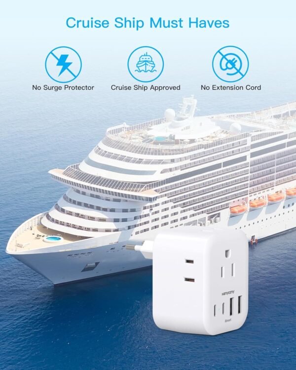 2 Pack European Travel Plug Adapter, HANYCONY International Power Adapter 4 Outlets 4 USB C Ports (2 USB C), Foldable Type C Adapter for US to Most Europe EU Italy Spain Greece Portugal France Germany - Image 7
