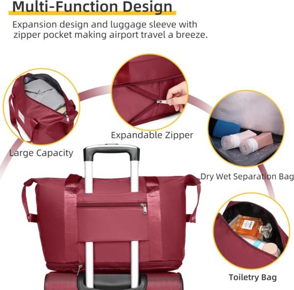 LARVENDER Softside Luggage Sets 3 Piece, Expandable Carry on Luggage 22x14x9 Airline Approved with TSA Lock Spinner Wheels, Lightweight Rolling Suitcase for Men and Women, Wine Red - Image 6