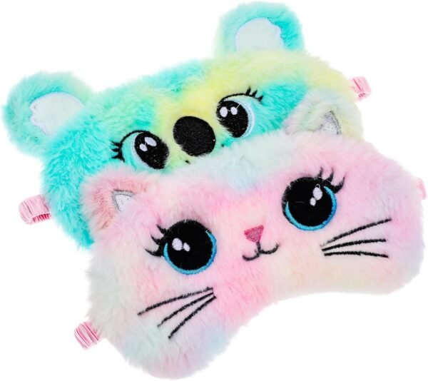 2 Pcs Sleep Mask Soft Plush Blindfold Cute Rabbit Panda Koala EyeCover Soft Eye Blindfold Cover Animal Shade Night Eye Masks for Women Girls Home Travel (Colorful) - Image 7