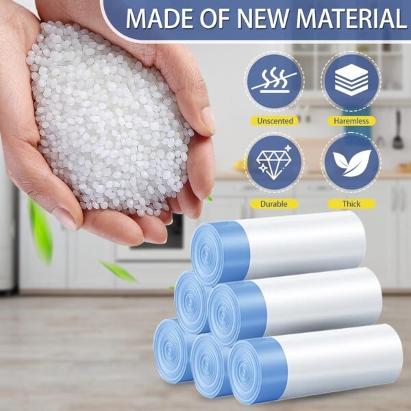 150 Count 4 Gallon Trash Bags Drawstring - 1.1 Mil Heavy Duty Small Garbage Bags Unscented for Bathroom, 15 Liter Thick Plastic Wastebasket Liners for Toilet Office and Bedroom - Image 7