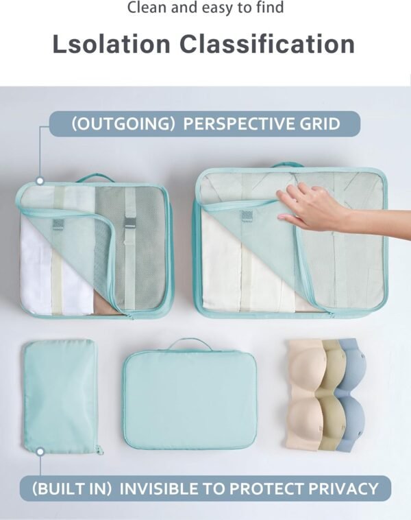 DIMJ Packing Cubes for Travel - Luggage Organizer Bags 8 Pcs Packing Cubes for Suitcases Lightweight Suitcase Organizer Bags set with Makeup Bag for Travel Accessories (Blue) - Image 4