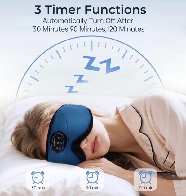 LC-dolida 5.2 Bluetooth Sleep Mask with White Noise,Sleep Headphones,Bluetooth Wireless Music Eye Mask, Ideal for Travel, Night Work, Side Sleeping and Office Use for Both Men and Women(Dusty Cyan) - Image 3