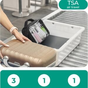 BAGSMART Clear TSA-Approved Toiletry Bag, Large Opening Quart Sized Makeup Bag with Handle, Double Zipper, Clear Cosmetic Organizer for Women