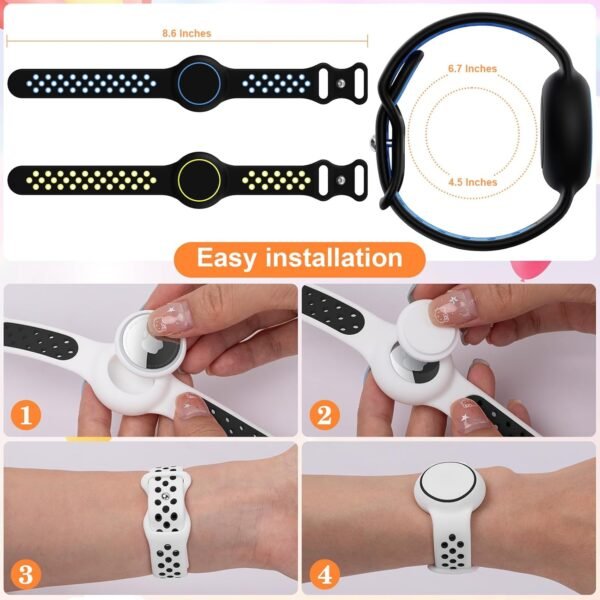 Waterproof Bracelet Compatible with AirTag for Kids (2 Pack), Protective Case GPS Tracker Holder for Child with Full Coverage Hidden Design, Soft Silicone Anti-Lost Wristband Cover for Toddler BBBY - Image 6