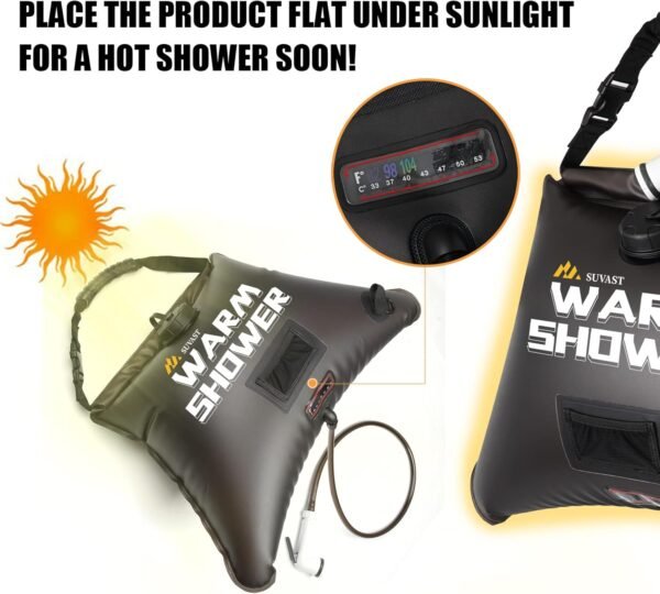 Solar Showers,3rd Generation Outdoor Shower Bag,A Model of Durability,4 Gallon/15L- Portable Shower for Camping,Camp Shower kit with hot Water. - Image 4