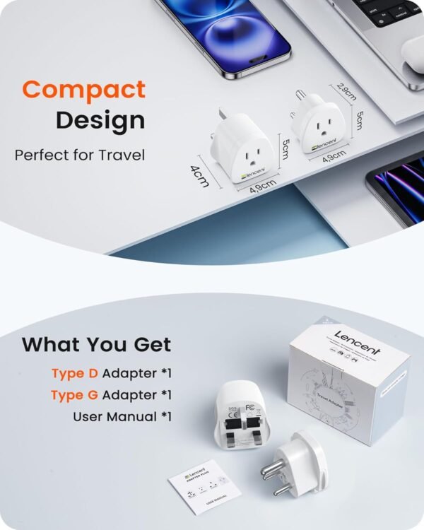 LENCENT Type D and G Travel Adapter Plug Adapter for Maldives Sri Lanka Tanzania Power Adapter Zanzibar Ghana - Image 8