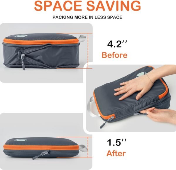 Cipway Compression Packing Cubes, Ultralight Luggage Organizer Bags with Laundry Bags and Clear Toiletries Bag, Travel Essentials for Carry on Suitcase (6 Piece,Gray) - Image 3