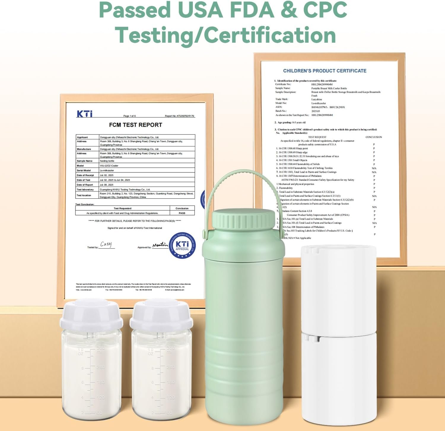 Portable Breast Milk Cooler Bottle, 22oz Capacity Breastmilk Chiller for Travel Mom, 360° Cooling Keeps Milk Fresh for 24 Hours, Breastfeeding Essentials with 2pcs Bottle for Breastmilk Storage - Image 2