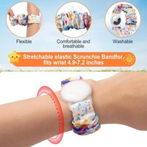 3 Pack Kids Scrunchie Bracelets Compatible with Apple AirTag -Soft Elastic Compatible with AirTag Invisible Wristband – Lightweight GPS Tracker Holder for Kids, Teens, Seniors-A