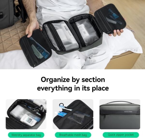 MARK RYDEN Toiletry Bag for Men, Travel Toiletry Organizer Dopp Kit Water-resistant Shaving Bag for Toiletries Accessories (Green) - Image 3