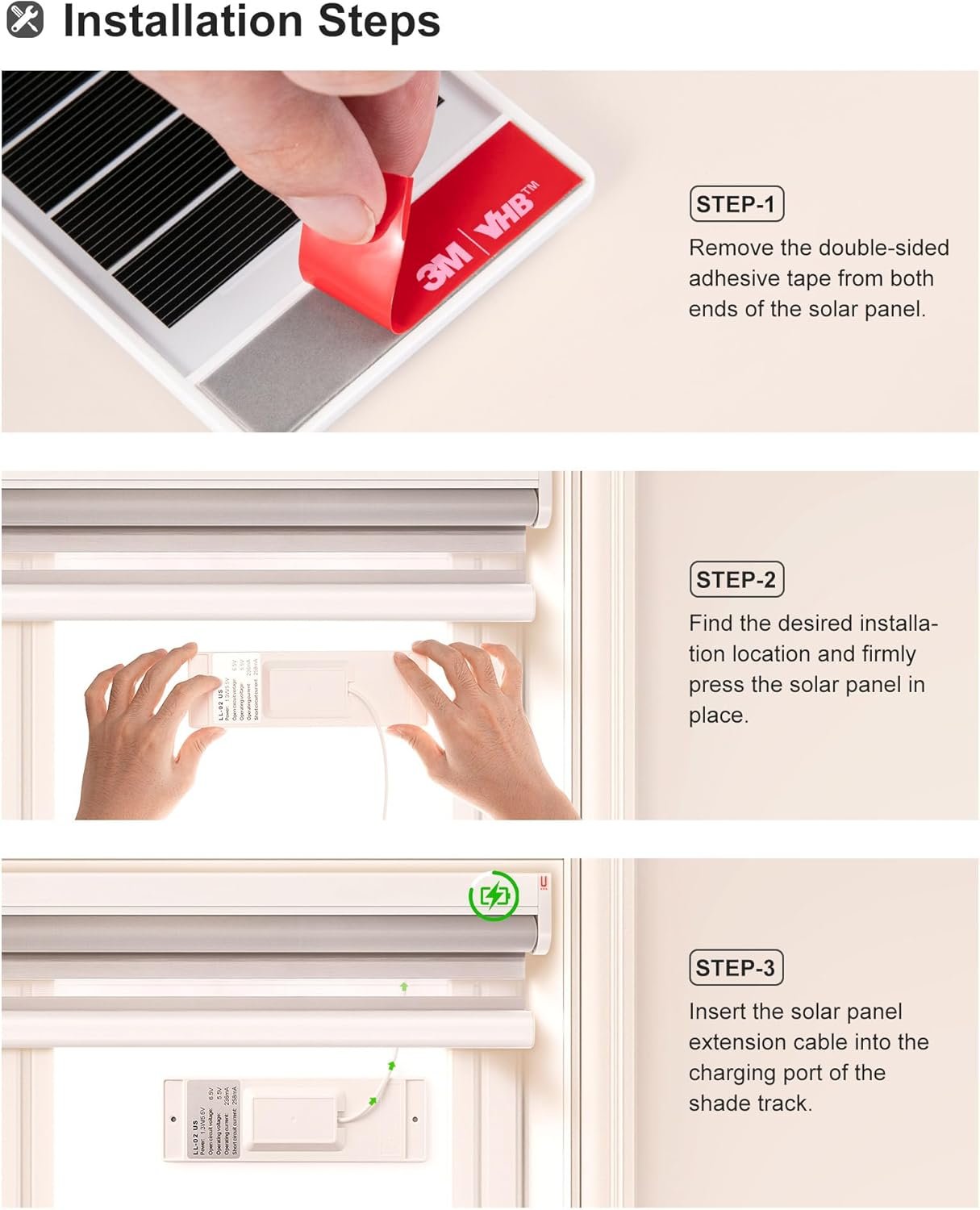 2PCS Solar Panels 1.3 Watt 5.5 Volt for Motorized Blinds, USB-C Plug Mobile Power Mounted on Windows - Image 6