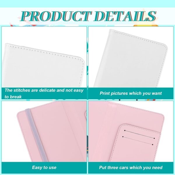 6 Pack Sublimation Passport Holder Covers PU Leather Heat Transfer Card Travel Wallet DIY Blank Holder Cover for Passport Business Credit Cards Boarding Passes (Pink+Gray) - Image 4