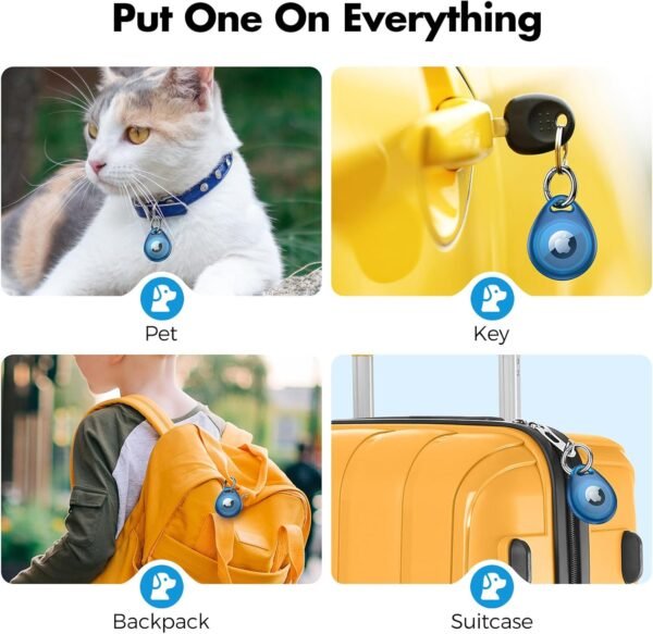 UNBREAKcable AirTag Holder, [4-Pack] IPX8 Waterproof AirTag Keyring Cover Case for Apple AirTag, Full-Body Covered AirTag Holder for Pet Collar, Keys, Bags - Image 7