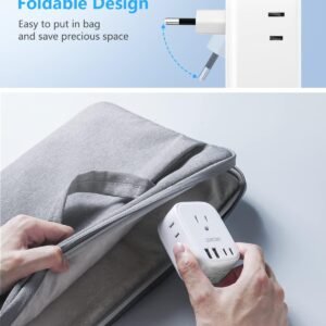 2 Pack European Travel Plug Adapter, LENCENT US to Europe Type-C Foldable Power Plug with 4 Outlets 4 USB Ports (2 USB C), Power Adaptor for USA to EU Euro Iceland Spain Italy France Germany Greece