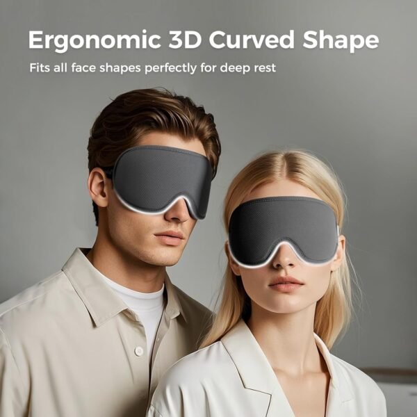 pack all Light Blocking Sleep Mask for Men and Women, 3D Eye Mask for Pressure-Free Sleep, Soft Sleeping Eye Cover with Adjustable Elastic Strap, Grey - Image 5