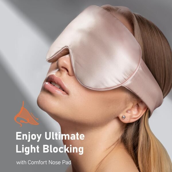 LitBear Weighted Silk Sleep Mask 4.9 oz (140g), Mulberry Silk Sleeping Mask with Detachable Insert, Women Men Pressure Relief Night Light Blocking Eye Mask with Adjustable Strap, for Relax Deep Sleep - Image 5