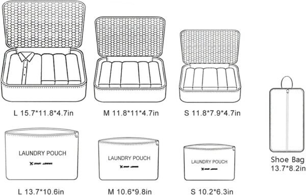 Mossio 7 Set Packing Cubes with Shoe Bag - Travel Carry On Luggage Organizer - Image 7