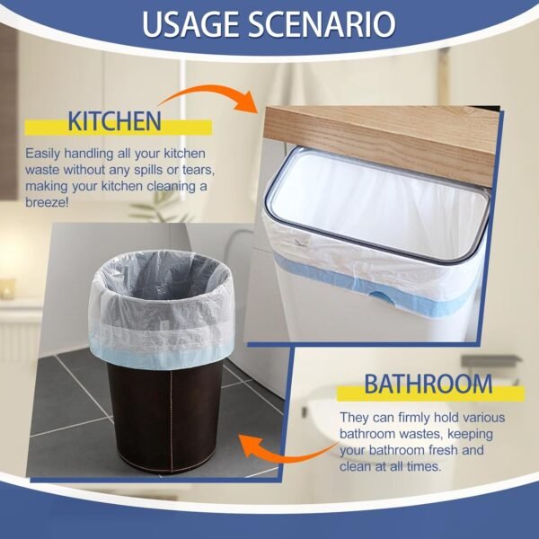 150 Count 4 Gallon Trash Bags Drawstring - 1.1 Mil Heavy Duty Small Garbage Bags Unscented for Bathroom, 15 Liter Thick Plastic Wastebasket Liners for Toilet Office and Bedroom - Image 4