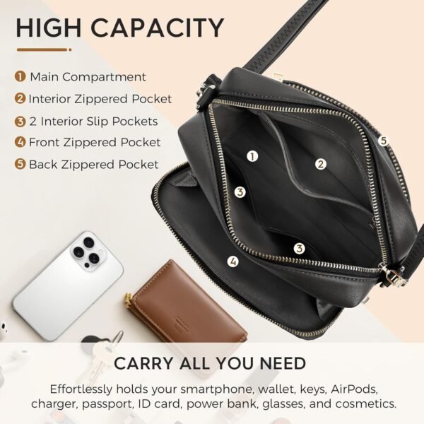 FYY Small Crossbody Bags for Women Vegan Leather Crossbody Purses for Women Travel with Adjustable Shoulder Strap - Image 3