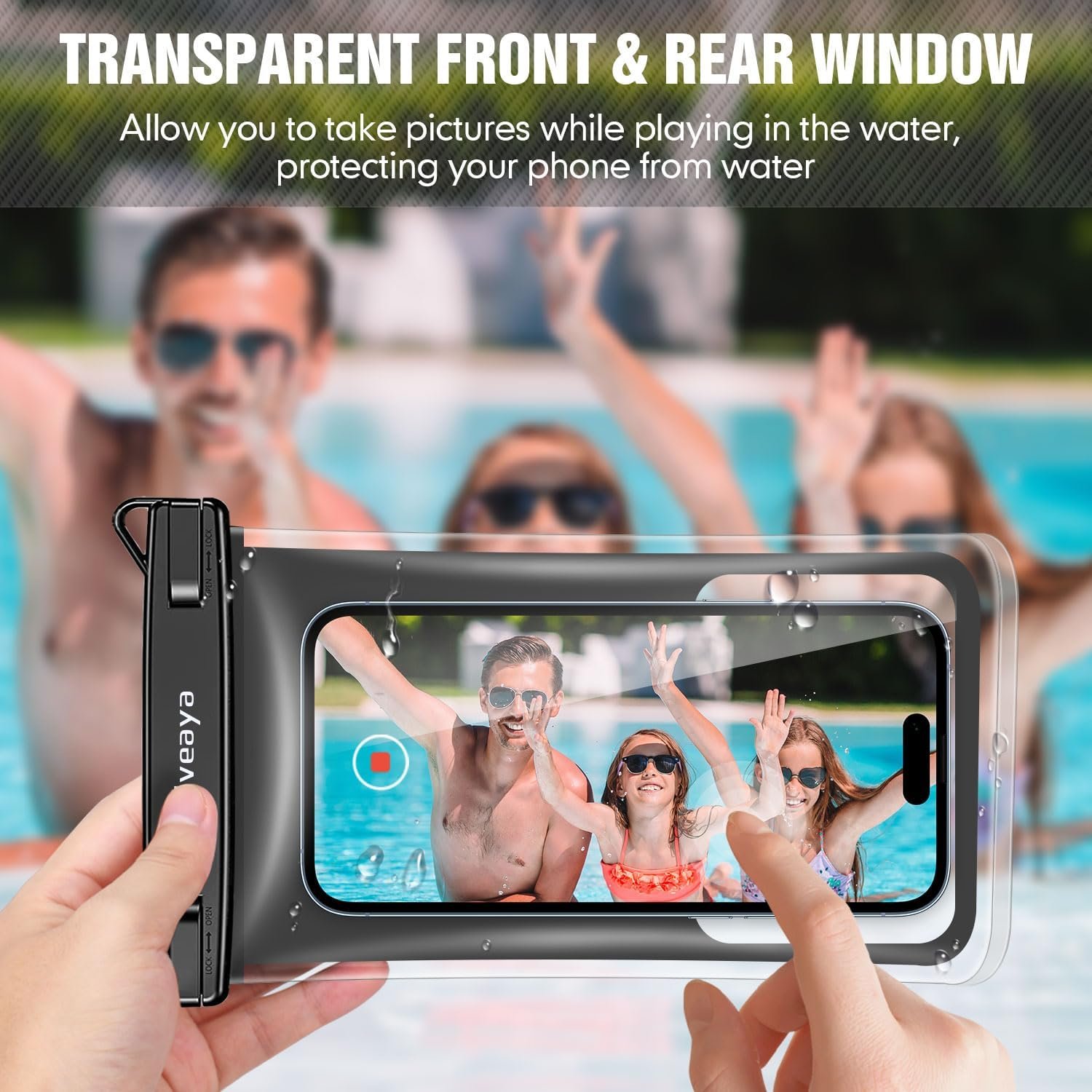 Niveaya Floating Waterproof Phone Pouch - 2 Pack Waterproof Dry Bag Case-Up to 8.5", Waterproof Phone Case with Adjustable Lanyard, Vacation Beach Swimming Pool Kayak Cruise Travel Essentials - Image 4