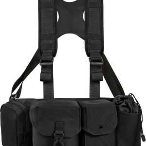 Camera Strap Chest Pack Waterproof Multifunctional Camera Bag Vest Waist Pack Adjustable Strap Suitable for Storing DSLR Camera Body Lens Smartphone Water Bottle(Black)