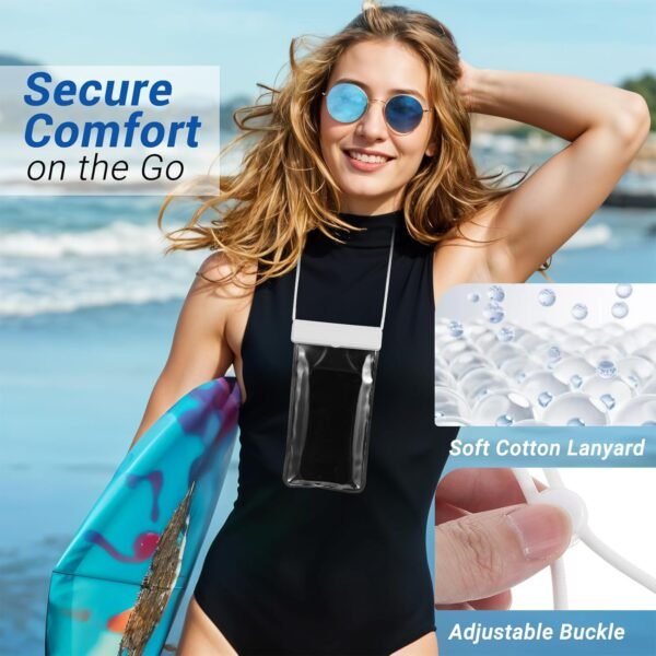 2 Pcs Phone Water Pouch,Universal Phone Case for Water,Waters Proof Case for Phones with Lanyard for Smartphone, Up to 8.66" Devices, Transparent - Image 5