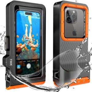 Universal Waterproof Phone Case with Underwater Touch Screen for Snorkeling, IP68 Professional Diving Underwater[50ft/15m] Case for iPhone 15 14 13 12 11 Pro Max Plus XS XR (Black, 4th Generation)