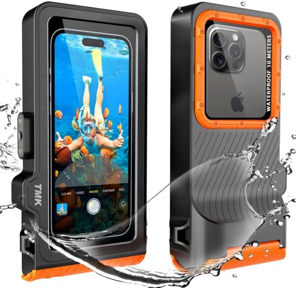 Universal Waterproof Phone Case with Underwater Touch Screen for Snorkeling, IP68 Professional Diving Underwater[50ft/15m] Case for iPhone 15 14 13 12 11 Pro Max Plus XS XR (Black, 4th Generation)