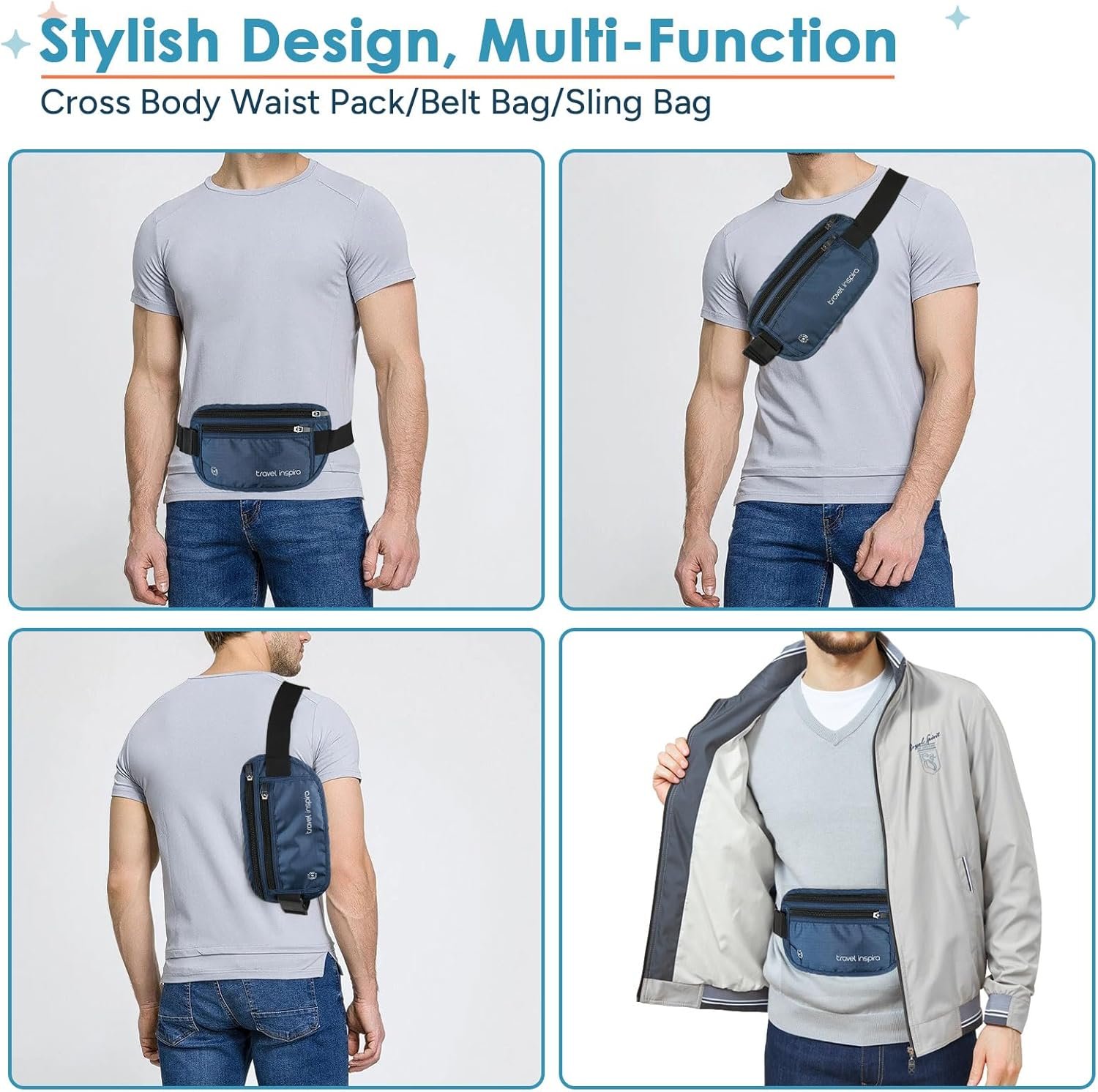 travel inspira Travel Money Belt with Slim Anti-Theft RFID Blocking Passport Holder for Travel Concealed under Clothes for Ultimate Protection of Credit Cards, Cash, Passport & Documents, Navy Blue - Image 5