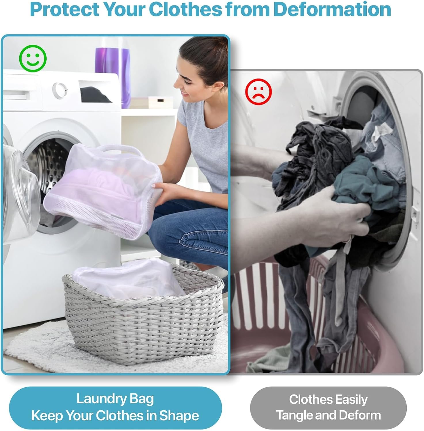 Cambond Dual-Use Mesh Packing Cubes Laundry Bag - See Through Packing Cubes for Travel, Lightweight Machine Washable Mesh Laundry Bags Wash Bags with Handle, Travel Bags Luggage Suitcase Organizer - Image 6