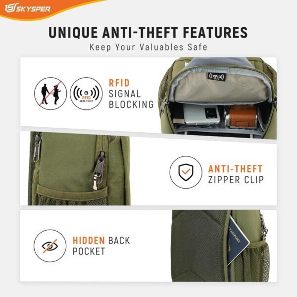 SKYSPER Sling Bag RFID Cross Body Bag Recycled Crossbody Backpack Travel Daypack - Image 2