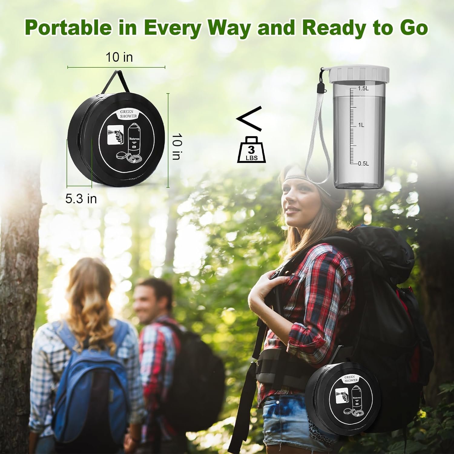 Portable Shower for Camping, 5 Gal/20 L Solar Heating Camping Shower Bag with Shower Pump, Portable Shower Head, Essential for Camping,Festivals, Overlanding, Beach Trips,Outdoor Showers - Image 2