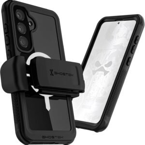 Ghostek Nautical S25 Plus Waterproof Case with Belt Clip, Screen Protector and Camera Lens Cover Rugged Magnetic MagSafe Compatible with Samsung Galaxy S25+ 2025 (6.7″) (Black)