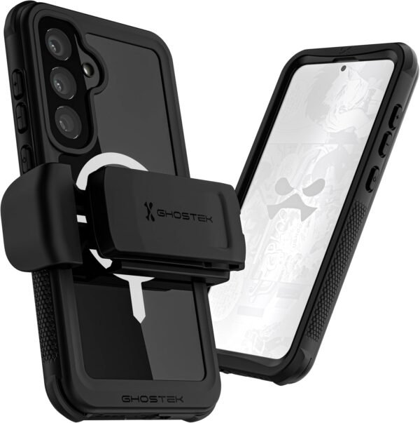 Ghostek Nautical S25 Plus Waterproof Case with Belt Clip, Screen Protector and Camera Lens Cover Rugged Magnetic MagSafe Compatible with Samsung Galaxy S25+ 2025 (6.7") (Black) - Image 2