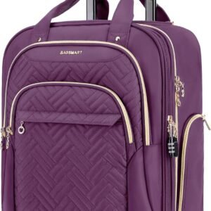 BAGSMART Underseat Carry On Luggage Airline approved,16-inch Underseater Softside Travel Suitcase with Wheels Lightweight Overnight Rolling Carry-on Luggage for Women Men Weekender, Purple